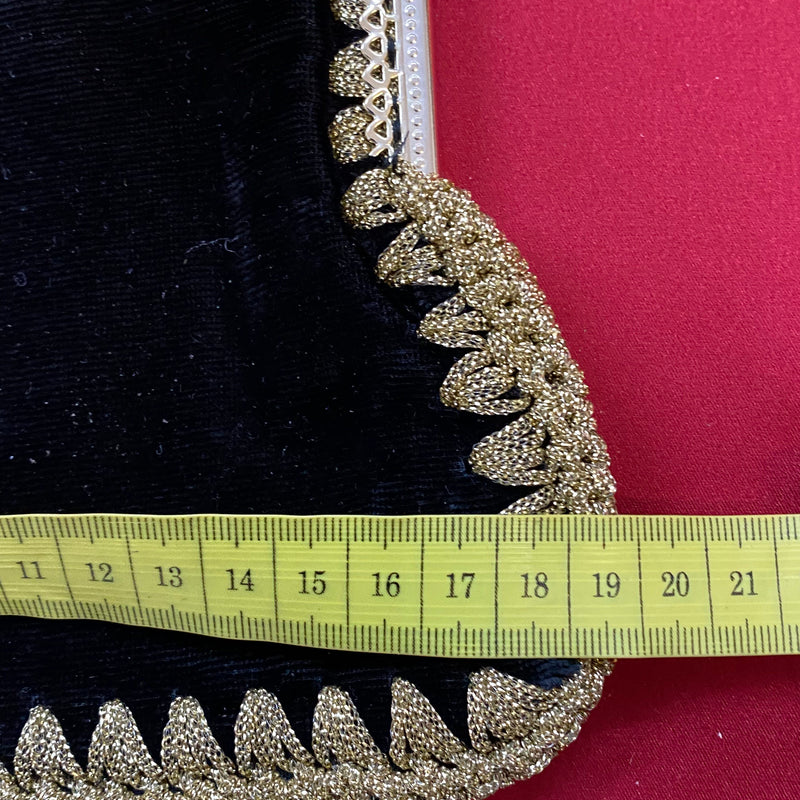 Vintage Abendtasche Schwarz Gold Samt mit Metallbügel – Kettentasche Elegant, Ansicht 4
