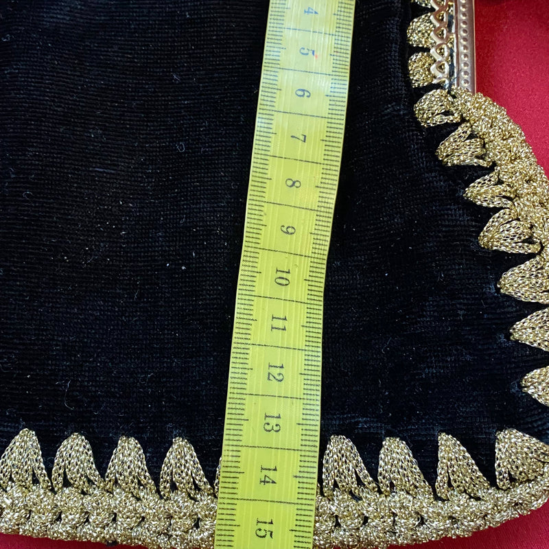 Vintage Abendtasche Schwarz Gold Samt mit Metallbügel – Kettentasche Elegant, Ansicht 5