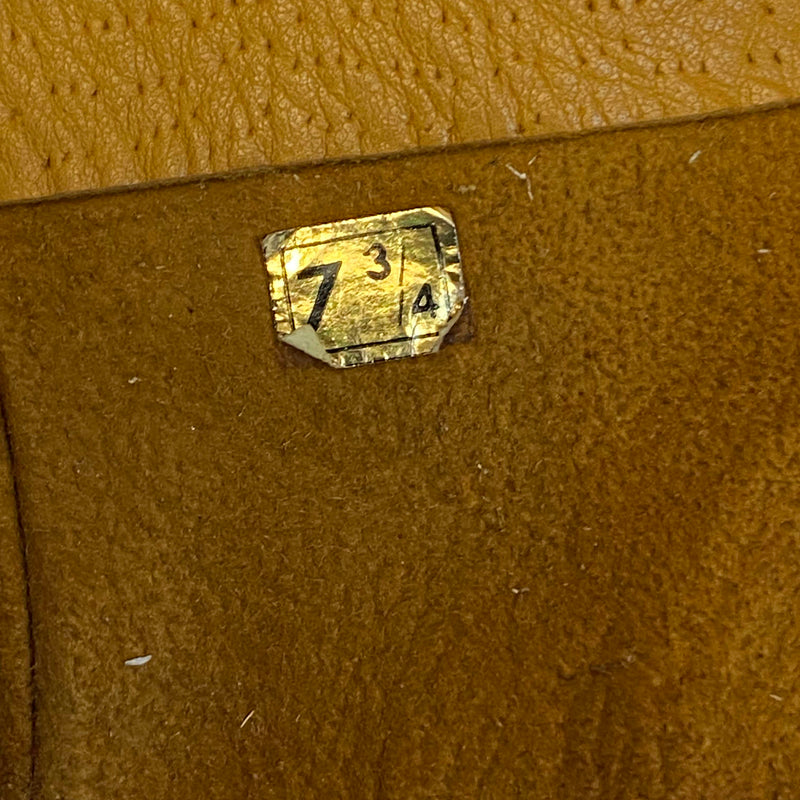 „Größenetikett 7 3/4 in Vintage Lederhandschuhen Cognacbraun“