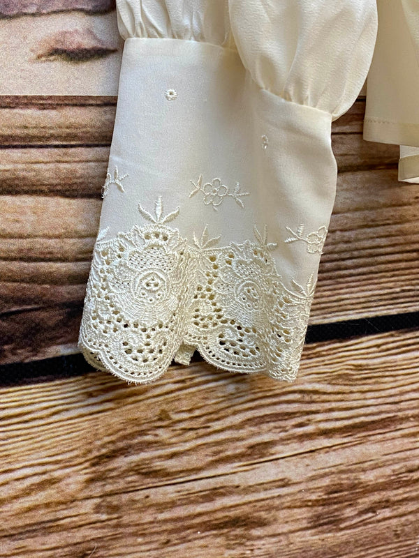 Vintage Spitzenbluse – Cremeweiß – Gr. 44