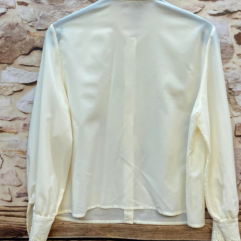 Vintage Spitzenbluse – Cremeweiß – Gr. 44