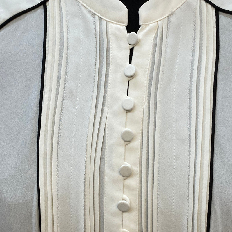 Vintage Bluse Damen Gr. 40 Creme Stehkragen 20er Jahre Stil, Ansicht 2