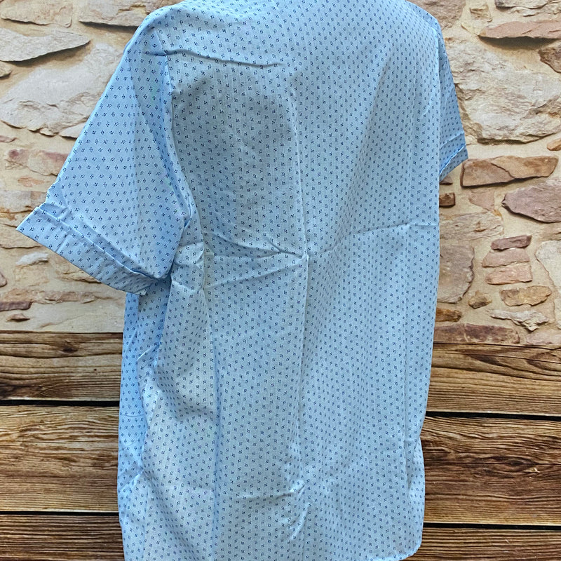 Vintage Bluse Damen Gr. 42 Hellblau Stehkragen Retro Stil, Ansicht 3