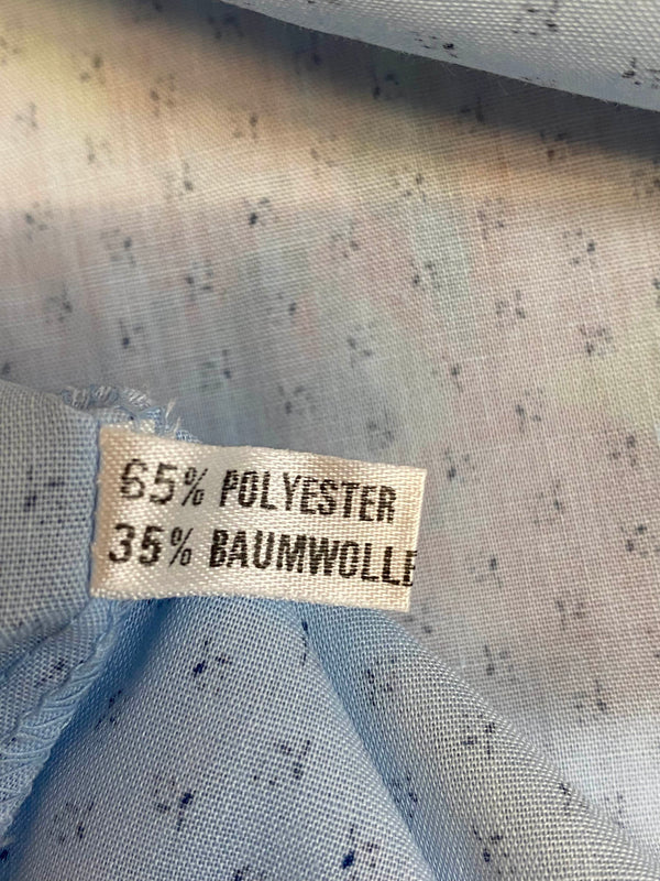 Vintage Bluse Damen Gr. 42 Hellblau Stehkragen Retro Stil, Ansicht 5