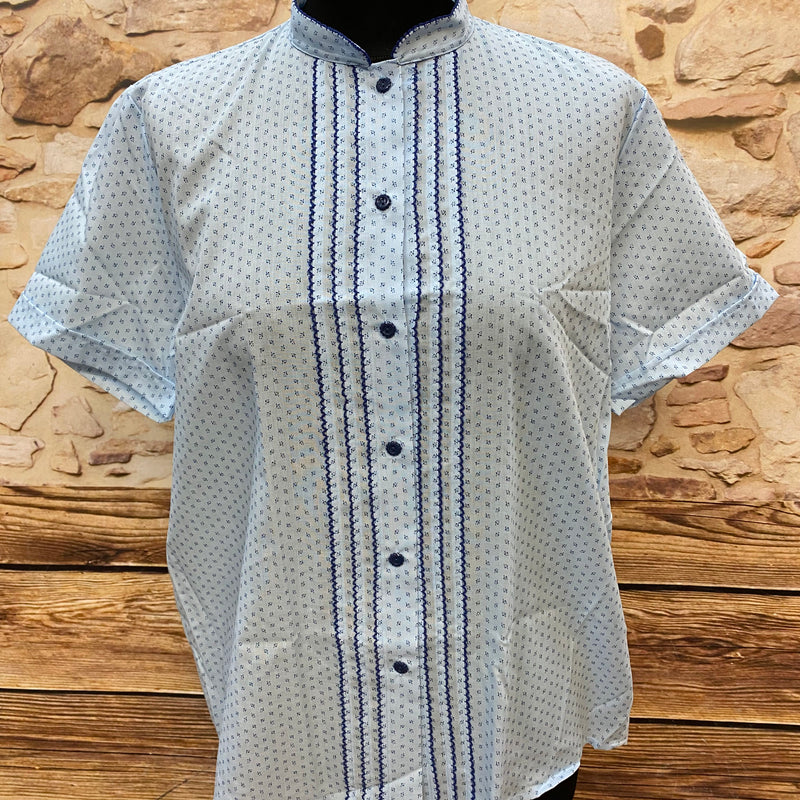 „Vintage Bluse Damen hellblau Stehkragen Retro Stil mit Biesen“