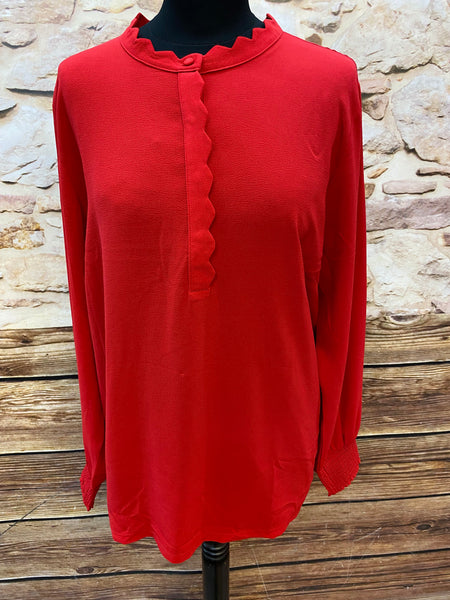 „Vintage rote Damenbluse Schluppenbluse elegant Größe 44 46 Retro Stil“