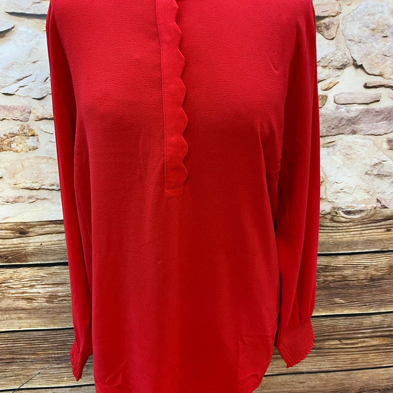 „Vintage rote Damenbluse Schluppenbluse elegant Größe 44 46 Retro Stil“