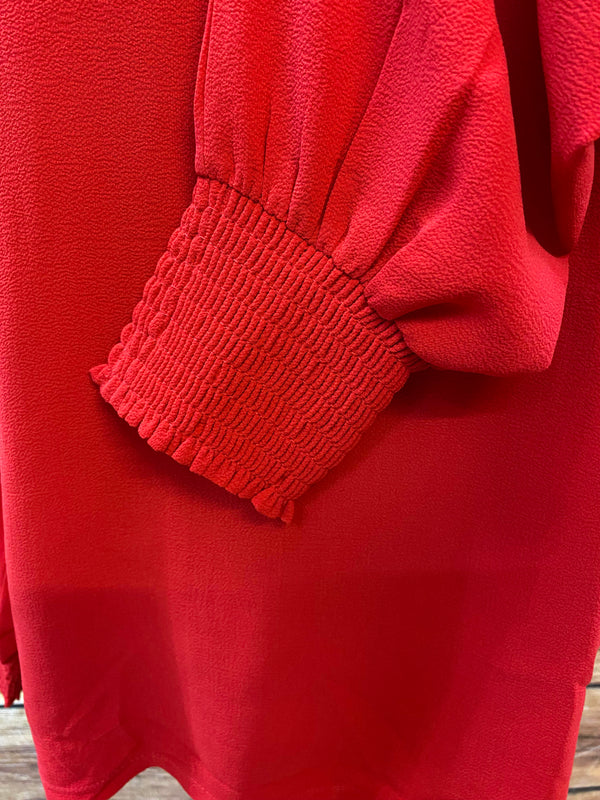 „Elegante Vintage Bluse rot mit Rüschenkragen Damen Oberteil festlich“