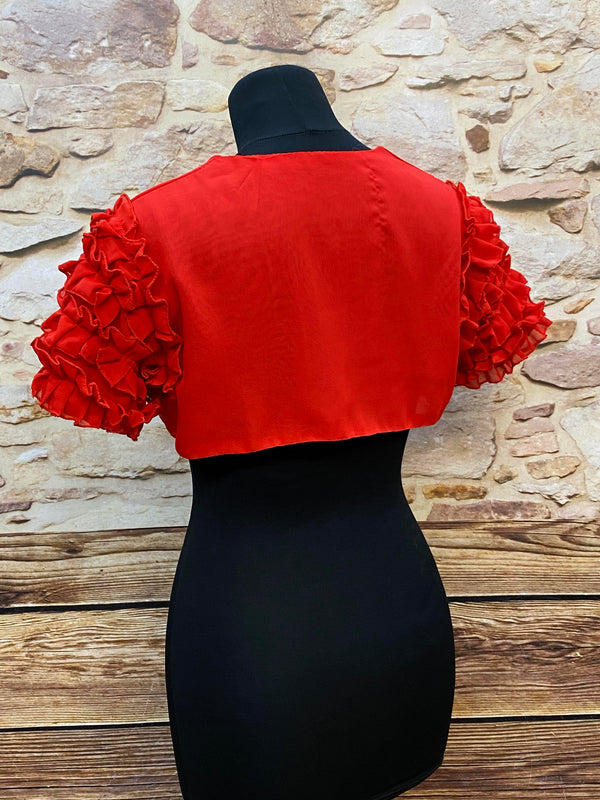 „Vintage Bolero rot Rückenansicht kurzer Schnitt 70er Jahre“