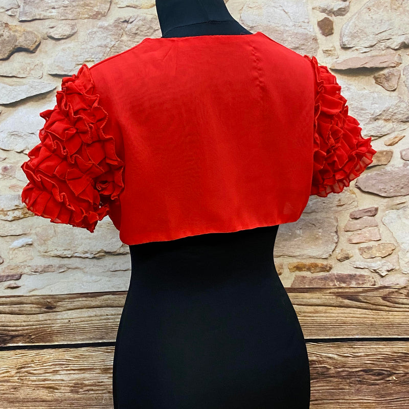 „Vintage Bolero rot Rückenansicht kurzer Schnitt 70er Jahre“