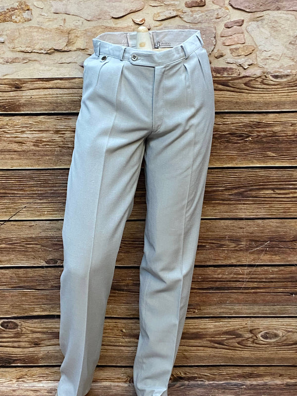 „Vintage Bundfaltenhose Herren hellgrau High Waist 80er Jahre elegant“