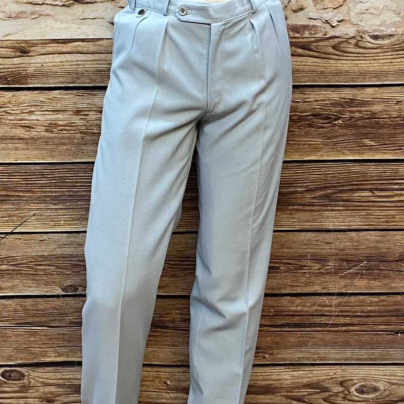 „Vintage Bundfaltenhose Herren hellgrau High Waist 80er Jahre elegant“