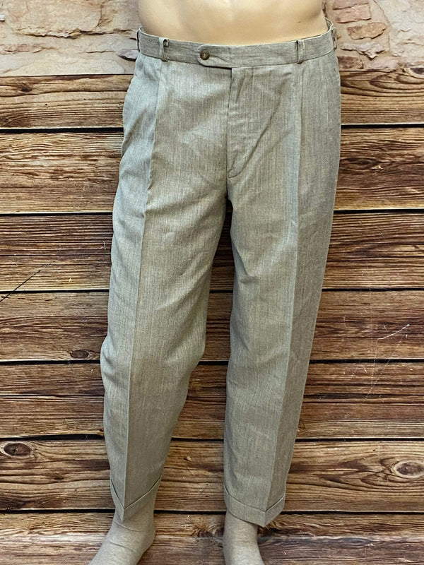 „Vintage Herren Bundfaltenhose beige Leinen Wolle Seide Größe 24“
