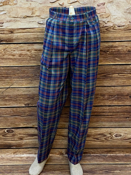 „Vintage Herren Bundfaltenhose kariert 90er Jahre High Waist Baumwolle“