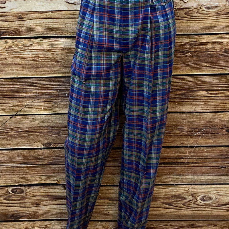 „Vintage Herren Bundfaltenhose kariert 90er Jahre High Waist Baumwolle“