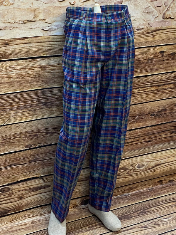 „Vintage Herrenhose kariert bunt Bundfalte hohe Taille Retro Stil“