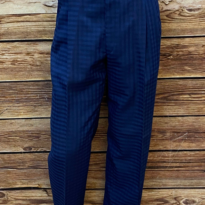 „Vintage Bundfaltenhose Navy mit Streifenstruktur High Waist Herren Gr 50“