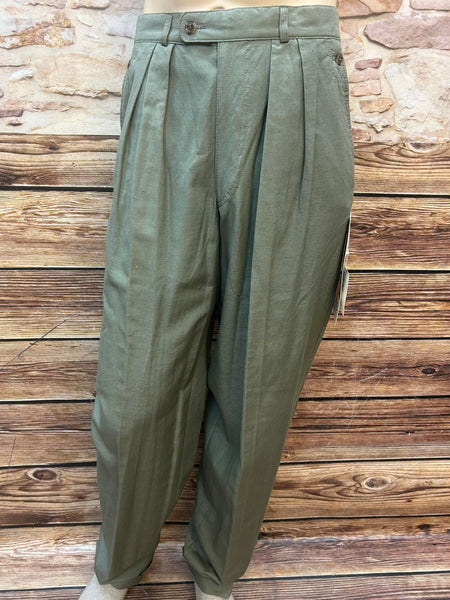 „Vintage Bundfaltenhose Herren olivgrün High Waist 80er 90er große Größe“
