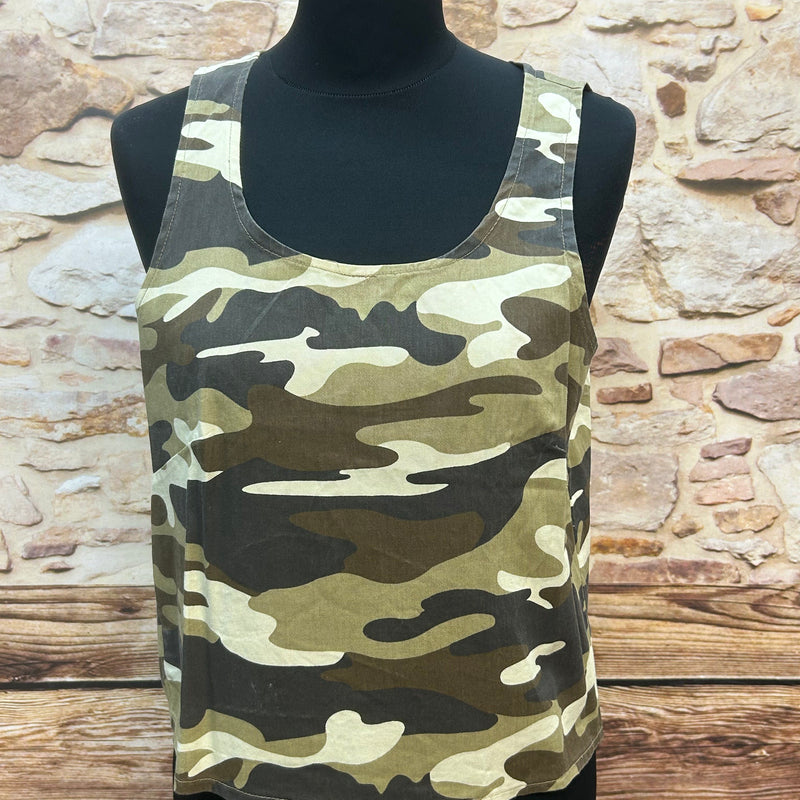 „Vintage Camouflage Top Damen Y2K Army Style Oliv Khaki Größe 40“