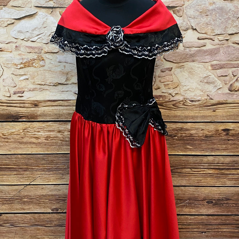 „Rotes Vintage Abendkleid mit schwarzem Oberteil festliche Damenmode“