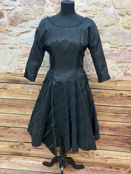 „Vintage Cocktailkleid schwarz Taft 50er Bloomfield Gr 36 Vorderansicht