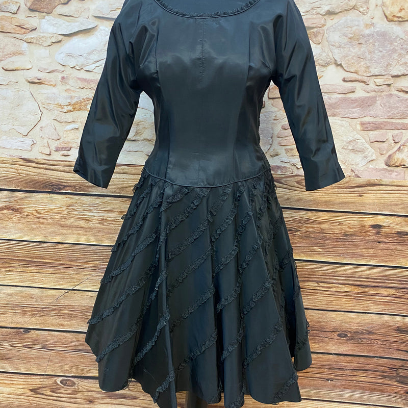„Vintage Cocktailkleid schwarz Taft 50er Bloomfield Gr 36 Vorderansicht