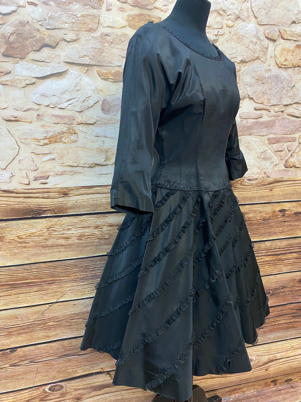 „Vintage Cocktailkleid schwarz Taft 50er Bloomfield Gr 36 Seitenansicht