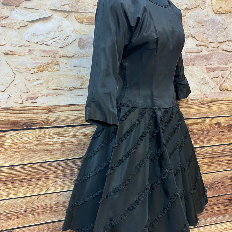 „Vintage Cocktailkleid schwarz Taft 50er Bloomfield Gr 36 Seitenansicht