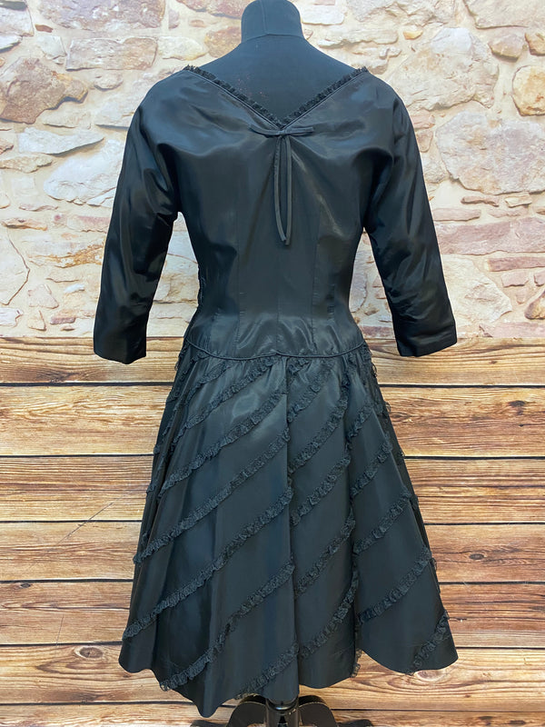 „Vintage Cocktailkleid schwarz Taft 50er Bloomfield Gr 36 Rückansicht