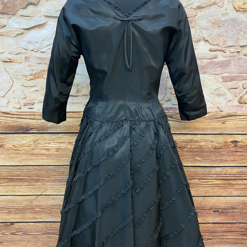 „Vintage Cocktailkleid schwarz Taft 50er Bloomfield Gr 36 Rückansicht