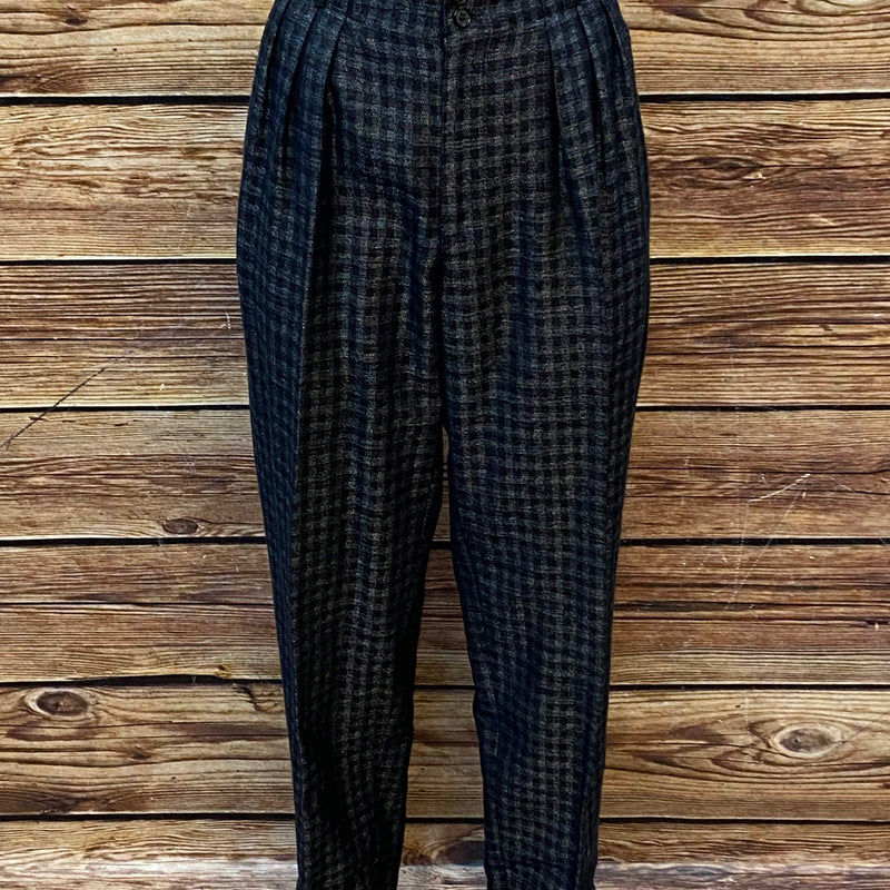 „Vintage Damen Karottenhose 80er Jahre kariert dunkelblau schwarz Größe 38“