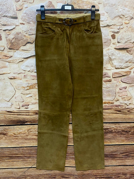 „Vintage Damen Lederhose Gr. 40 von Karl Kübler Leder-Trachten in Olivbraun aus Echtleder“