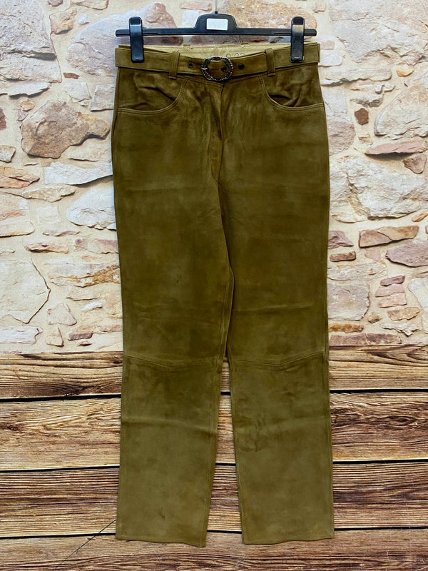„Vintage Damen Lederhose Gr. 40 von Karl Kübler Leder-Trachten in Olivbraun aus Echtleder“