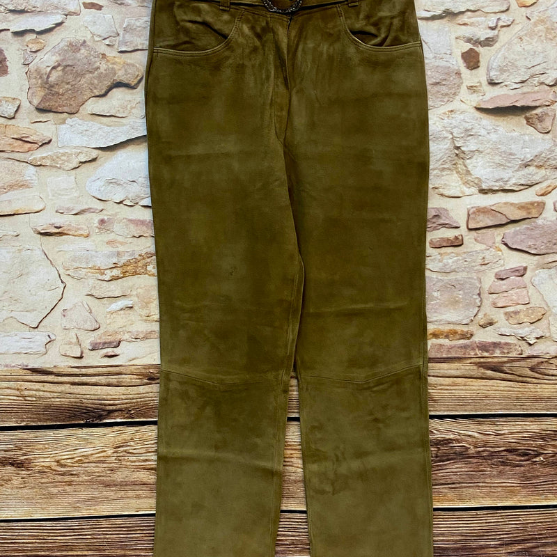 „Vintage Damen Lederhose Gr. 40 von Karl Kübler Leder-Trachten in Olivbraun aus Echtleder“