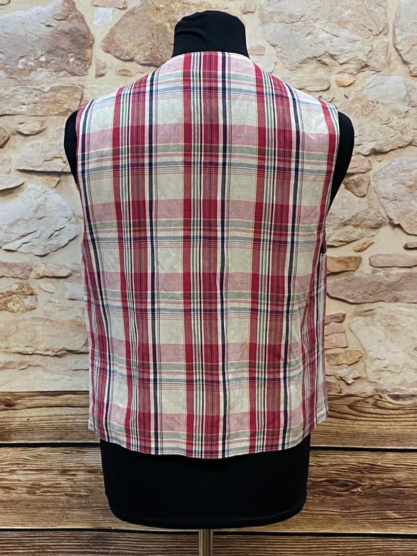 „Rückseite Vintage Damen Weste kariert bunt Größe 42“