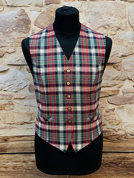 „Vintage Damen Weste kariert rot grün Kersten Mode Design Vorderansicht Größe 42“
