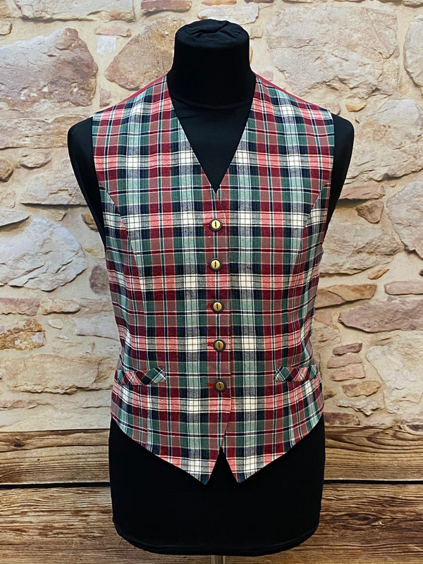 „Vintage Damen Weste kariert rot grün Kersten Mode Design Vorderansicht Größe 42“