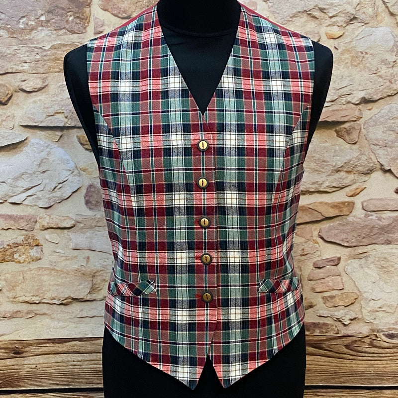„Vintage Damen Weste kariert rot grün Kersten Mode Design Vorderansicht Größe 42“