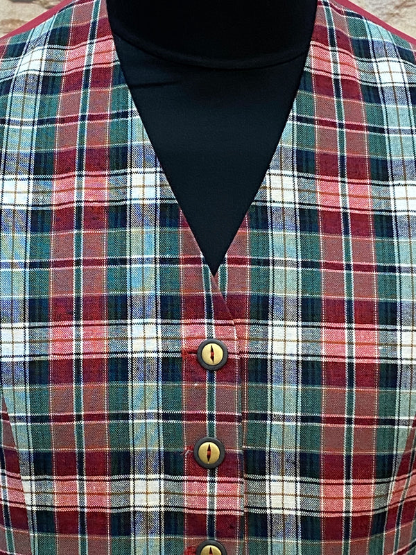„Vintage Damen Weste kariert mit verstellbarem Riegel Größe 42“