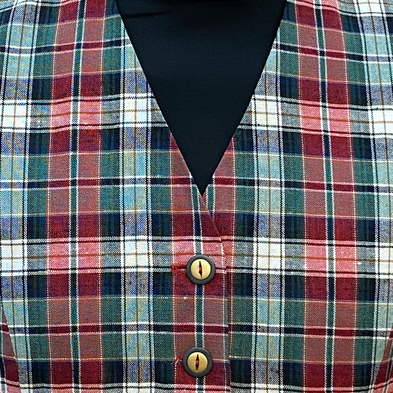 „Vintage Damen Weste kariert mit verstellbarem Riegel Größe 42“