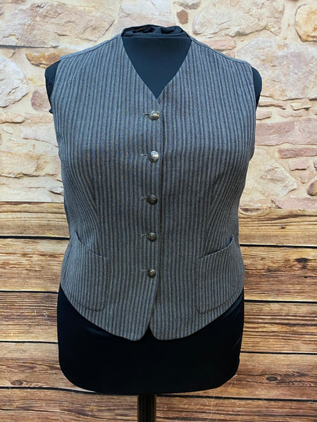 „Vintage Damenweste 20er Jahre Stil grau Fischgrat Schurwolle elegante Weste Damen“