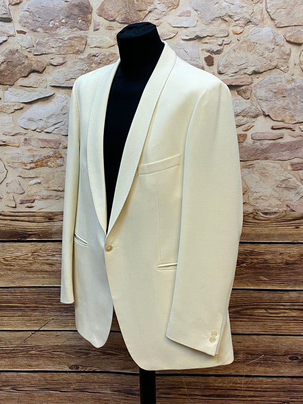 „Cremefarbene Vintage Smoking Jacke Herren Größe 56 mit Schalkragen festlich“