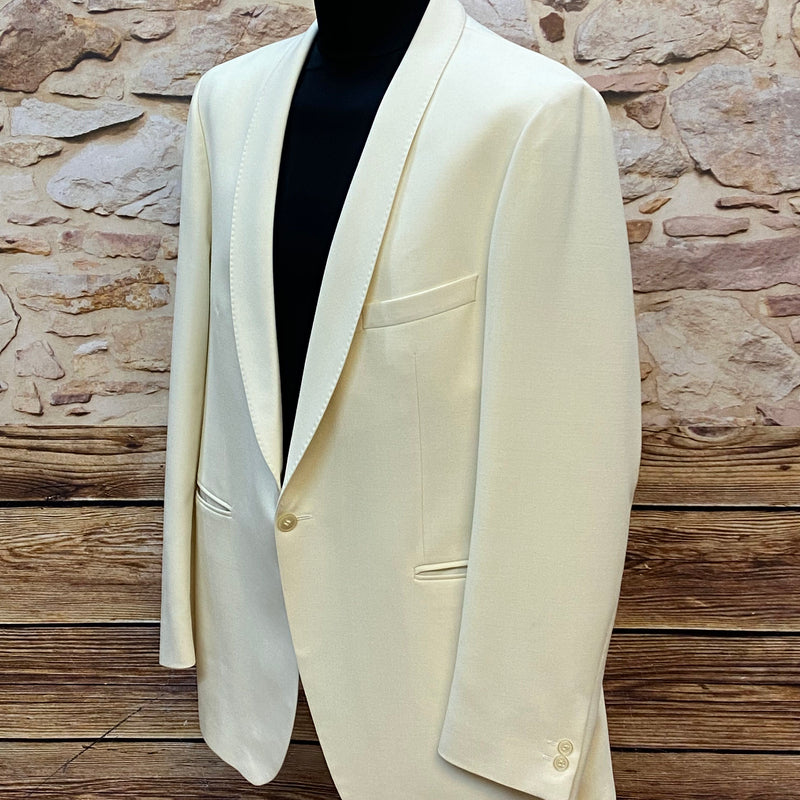 „Cremefarbene Vintage Smoking Jacke Herren Größe 56 mit Schalkragen festlich“