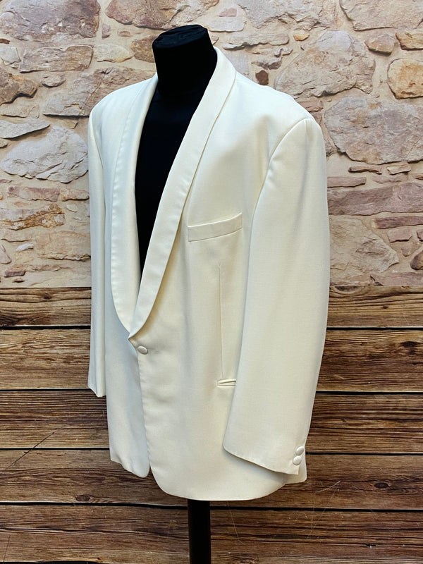 „Elegante cremefarbene Smoking Jacke Herren Größe 58 mit Schalkragen Vintage“
