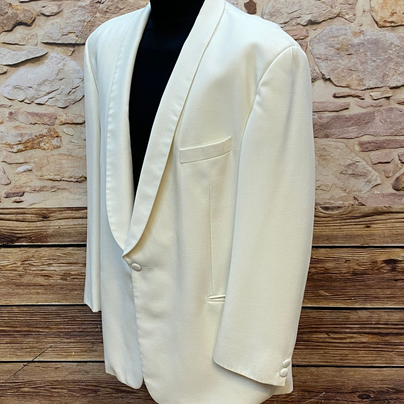 „Elegante cremefarbene Smoking Jacke Herren Größe 58 mit Schalkragen Vintage“