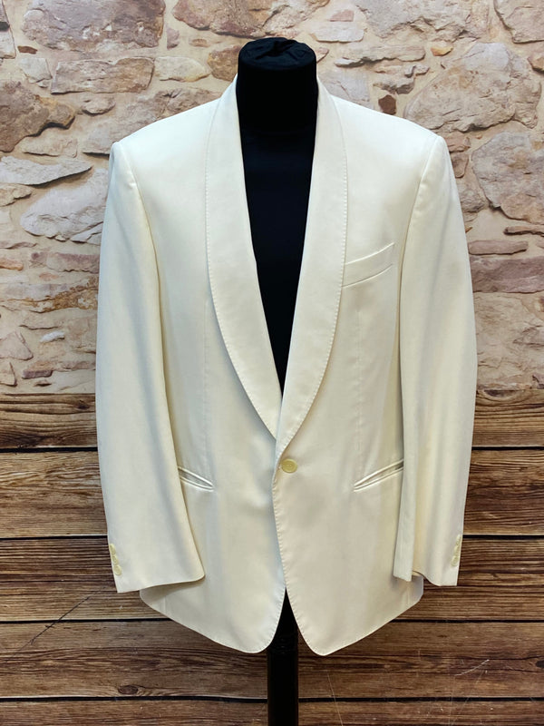 „Vintage Dinner Jacke creme Schurwolle Smoking Sakko Hochzeit Herren elegant“