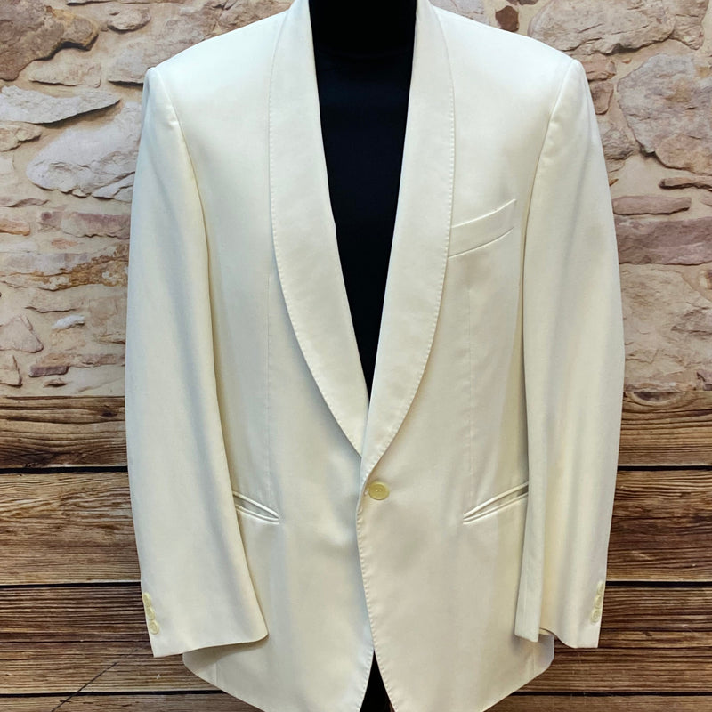 „Vintage Dinner Jacke creme Schurwolle Smoking Sakko Hochzeit Herren elegant“