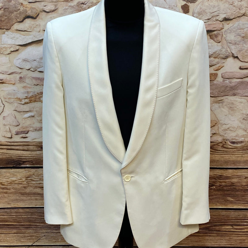 „Vintage Dinner Jacke creme Schurwolle Größe 50 Smoking Sakko elegant Hochzeit“