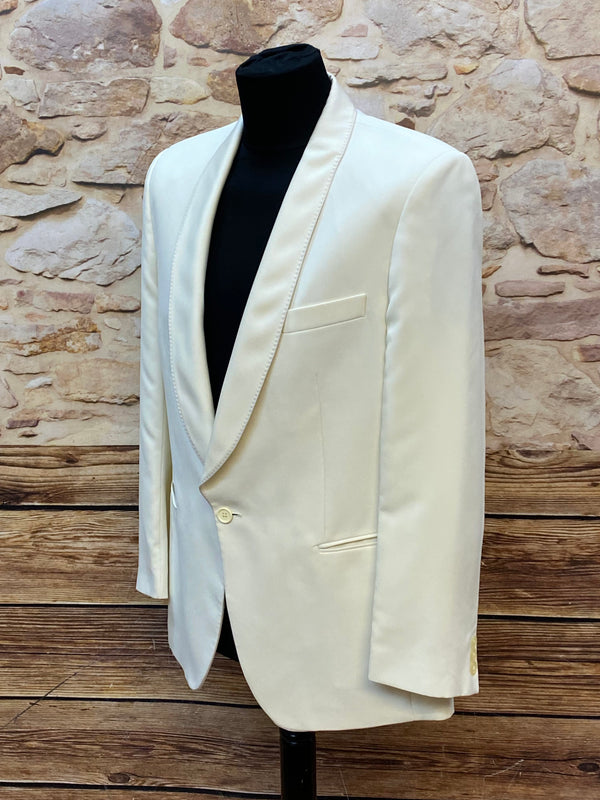 „Elegante cremefarbene Dinner Jacke mit Schalkragen Vintage Herren Sakko festlich“