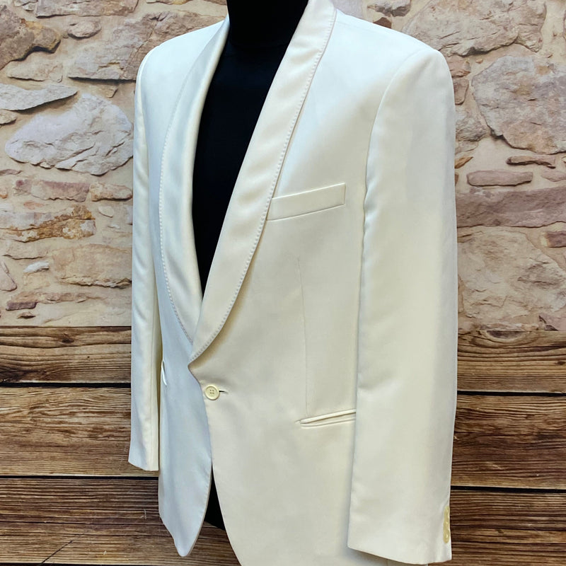 „Elegante cremefarbene Dinner Jacke mit Schalkragen Vintage Herren Sakko festlich“